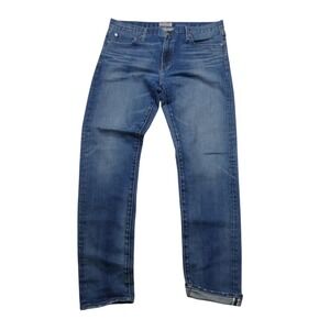 S.M.N Selvedge Denim Jeans Mens 36x32 The Finn Tapered Slim Blue Stretch USA